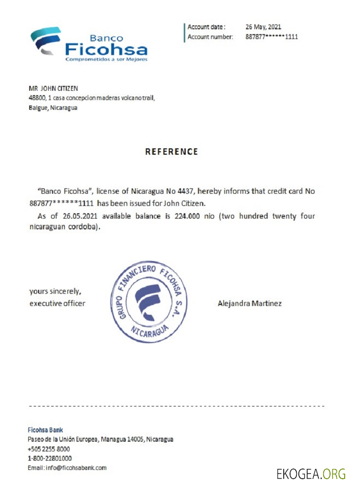 Nicaragua , Ficohsa , reference